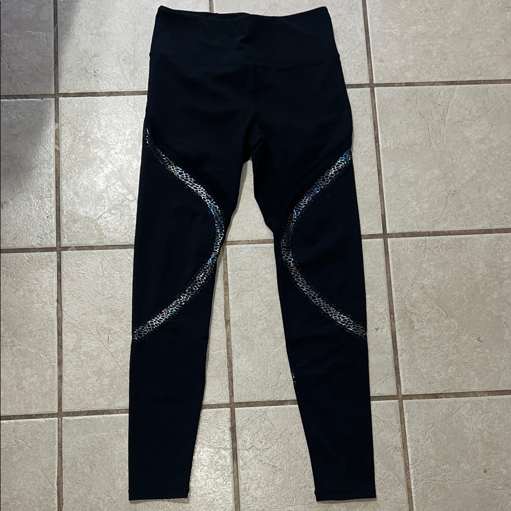 ZYIA Black Leggings with Silver Accents Size 6 8